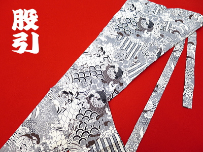 義若オリジナルの和柄股引き 波に鯉と龍(グレー)